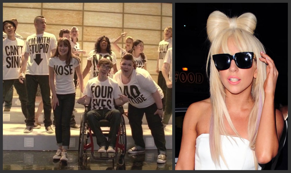 lady gaga outfits glee. From Left: The cast of Glee